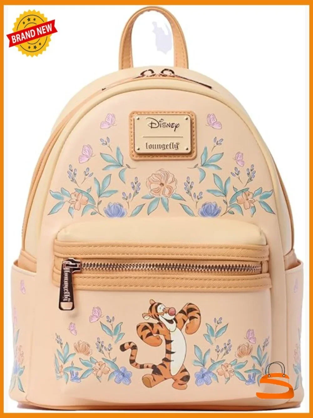 Mini Backpack Faux Leather Floral Print Double Strap Adjustable